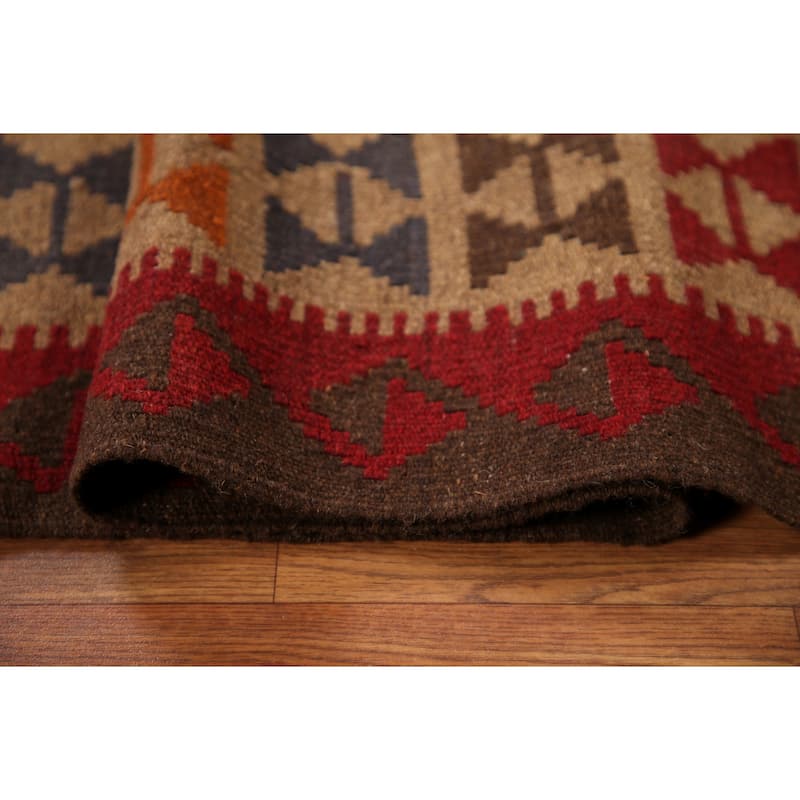 Kilim Oriental Area Rug Flat-weave Modern Wool Carpet - 6'7"x 10'1"