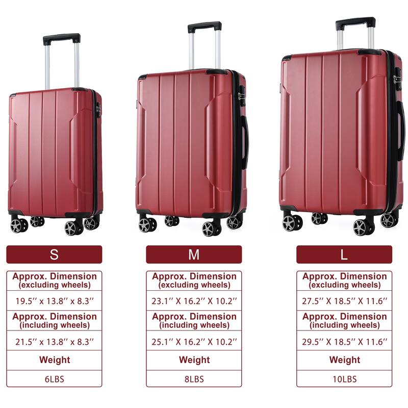 Luggage Sets 3 Piece, Expandable Hard shell ABS Suitcases with Double Spinner, Travel luggage Set with TSA Lock (20/24/28inch)