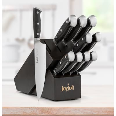JoyJolt 11-Piece Assorted Knife Block Set High Carbon Steel Kitchen Knife - Stainless Steel