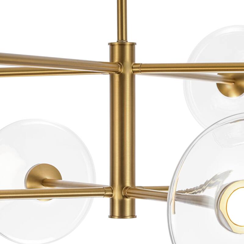 8-Light Glass Shade Dimmable LED Sputnik Chandelier 41-inch