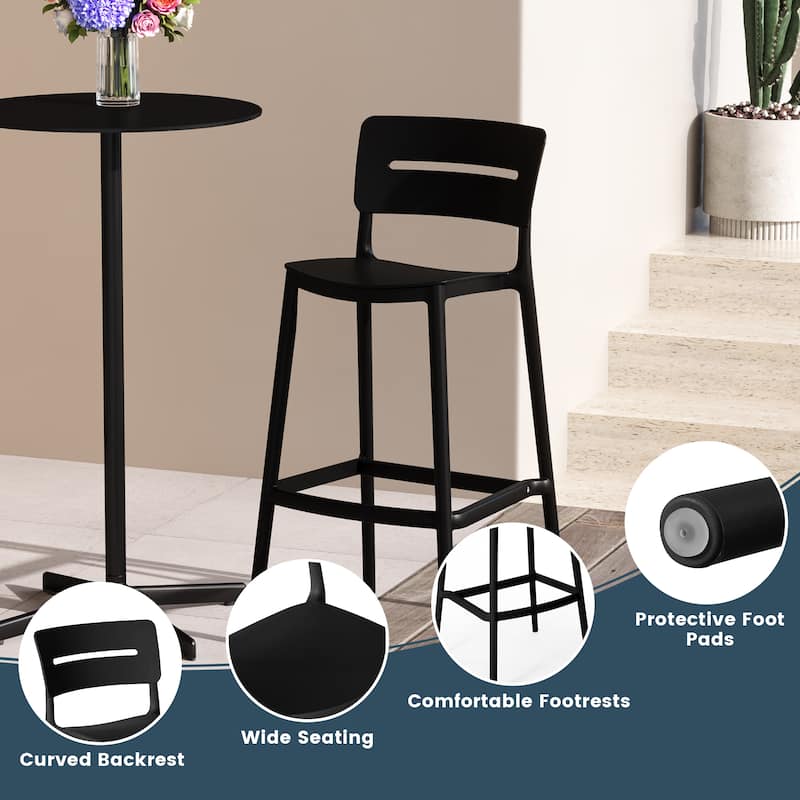 Frond and Form 29.5" Outdoor Patio Poly Plastic Bar Stool (Set of 2)