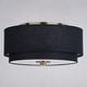 preview thumbnail 9 of 9, Burnaby Gold Brass Mid-Century Modern Semi Flush Mount Ceiling Light Black Linen Drum Shade