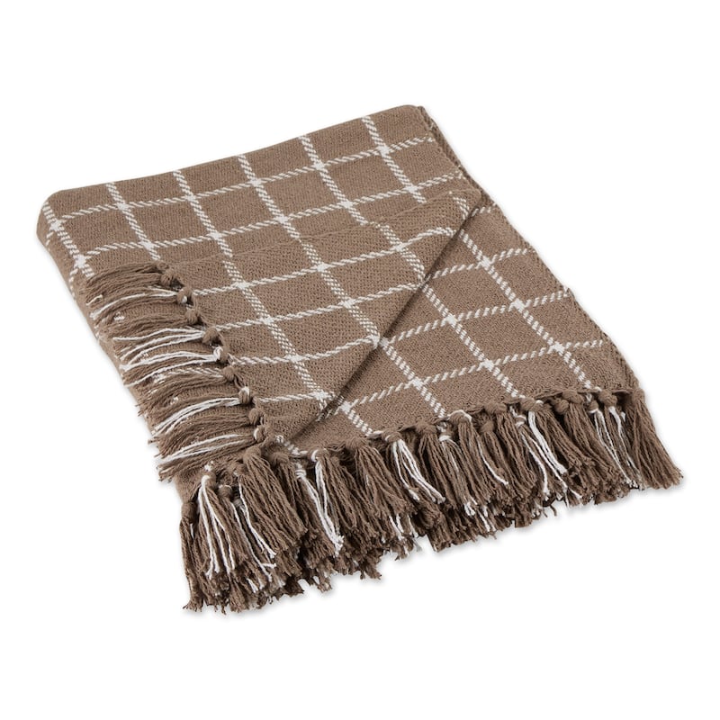 DII Checked Plaid Decorative Throw - Brown