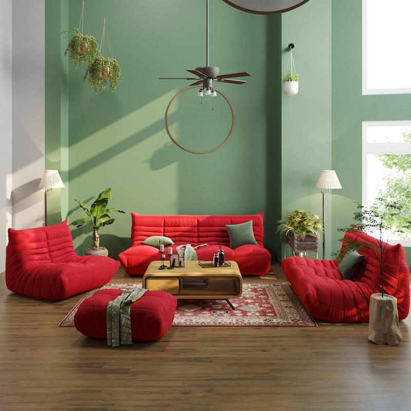 Teddy Fabric Lazy Sofa Floor Couch Bean Bag Chair for Living Room