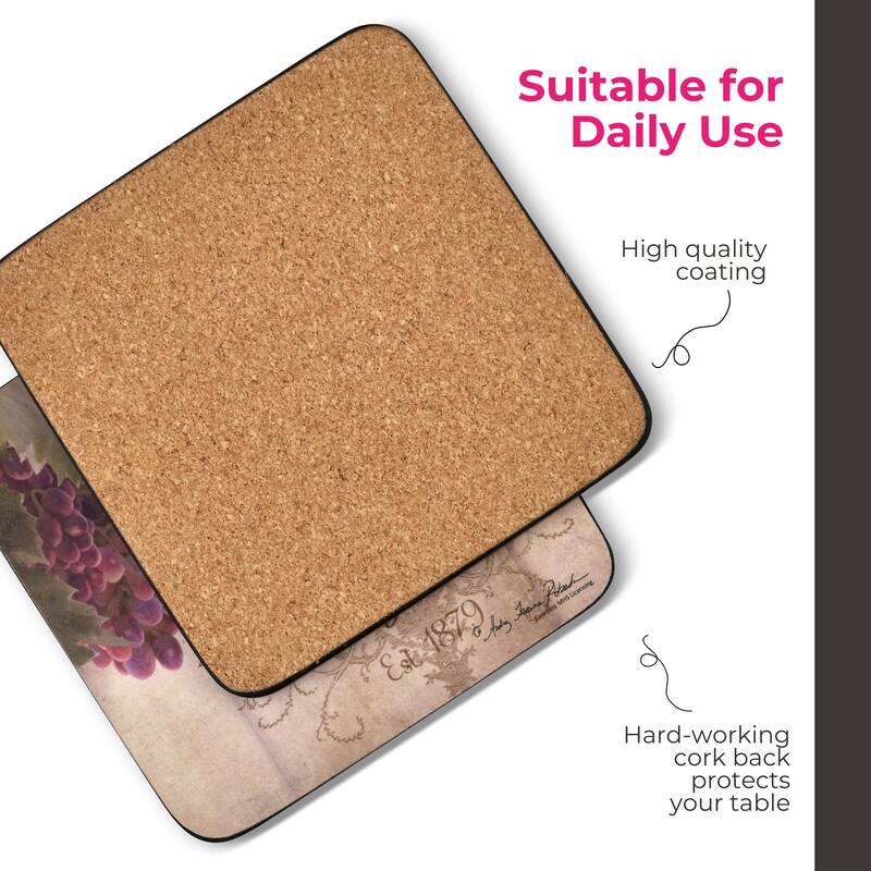 Pimpernel Set of 6 Tuscan Vineyard Coasters - 4 Inches Sq.