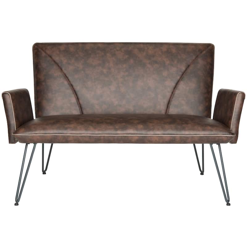 SAFAVIEH Michelina Mid-Century Modern Settee. - 52" W x 29" D x 33" H - 52Wx28Dx33H - Antique Brown