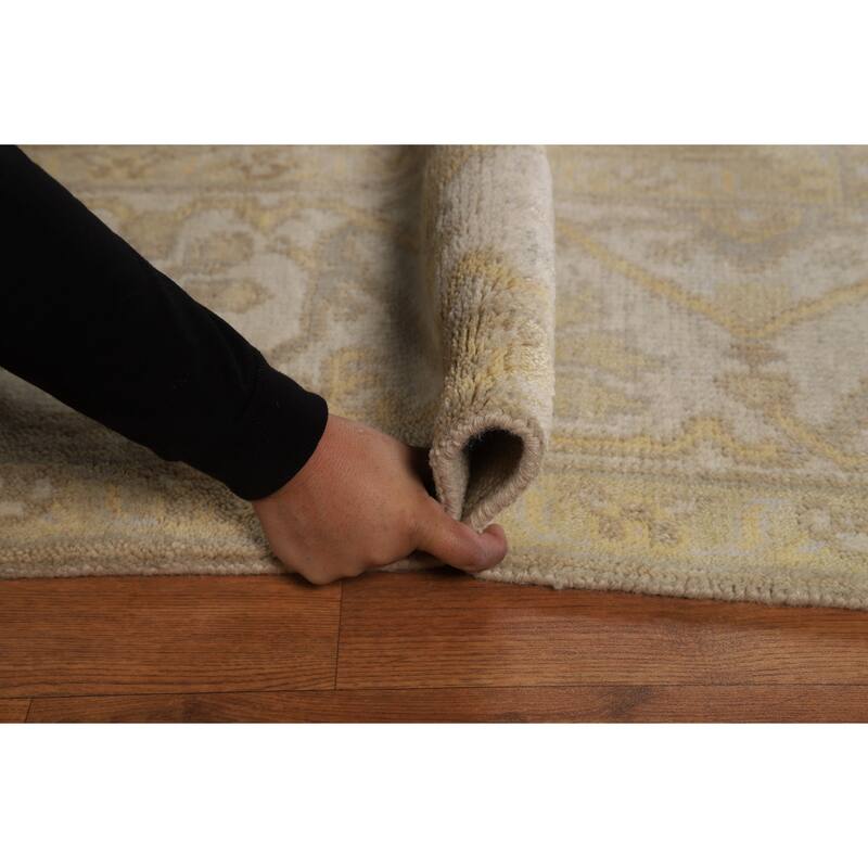 Earth Tone Oushak Indian Area Rug Handmade Living Room Wool Carpet - 8'1"x 9'10"