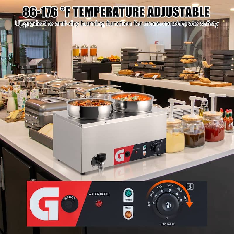 Electric Food Warmer, Commercial Soup Warmer 2x7.4QT