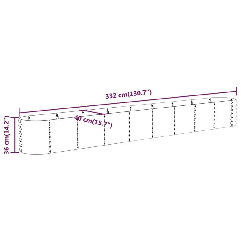 vidaXL Garden Raised Bed Patio Outdoor Raised Planter Box Powder-coated Steel