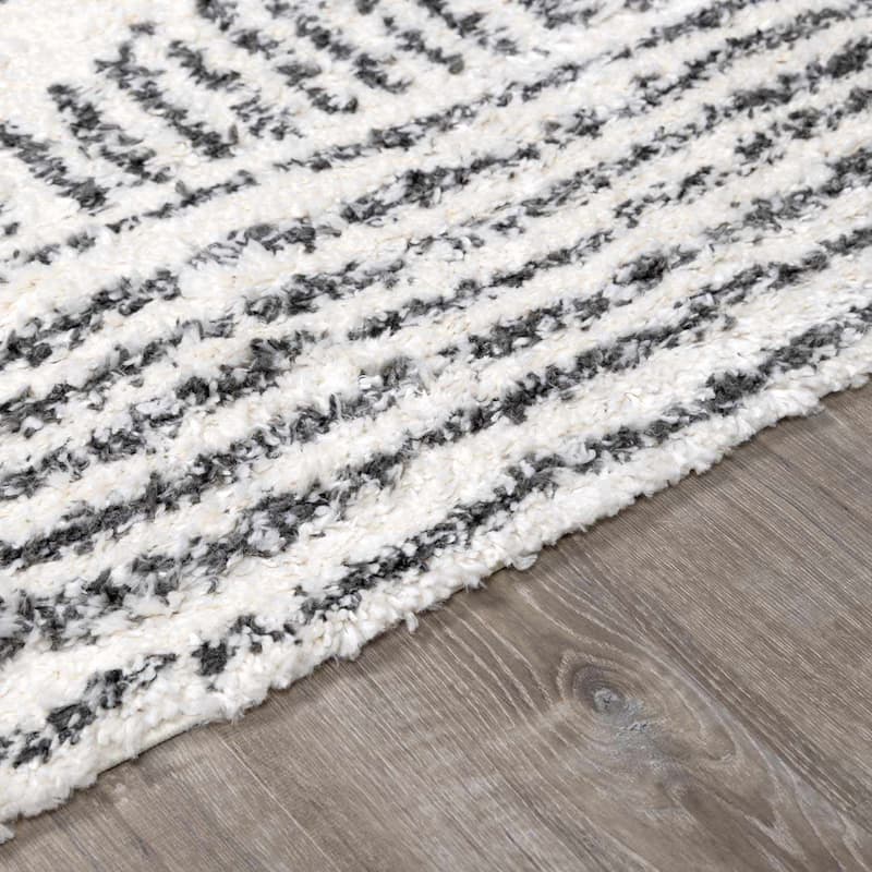 Hauteloom Lux Shag Collection Moroccan Farmhouse Shaggy High Plush Pile Area Rug