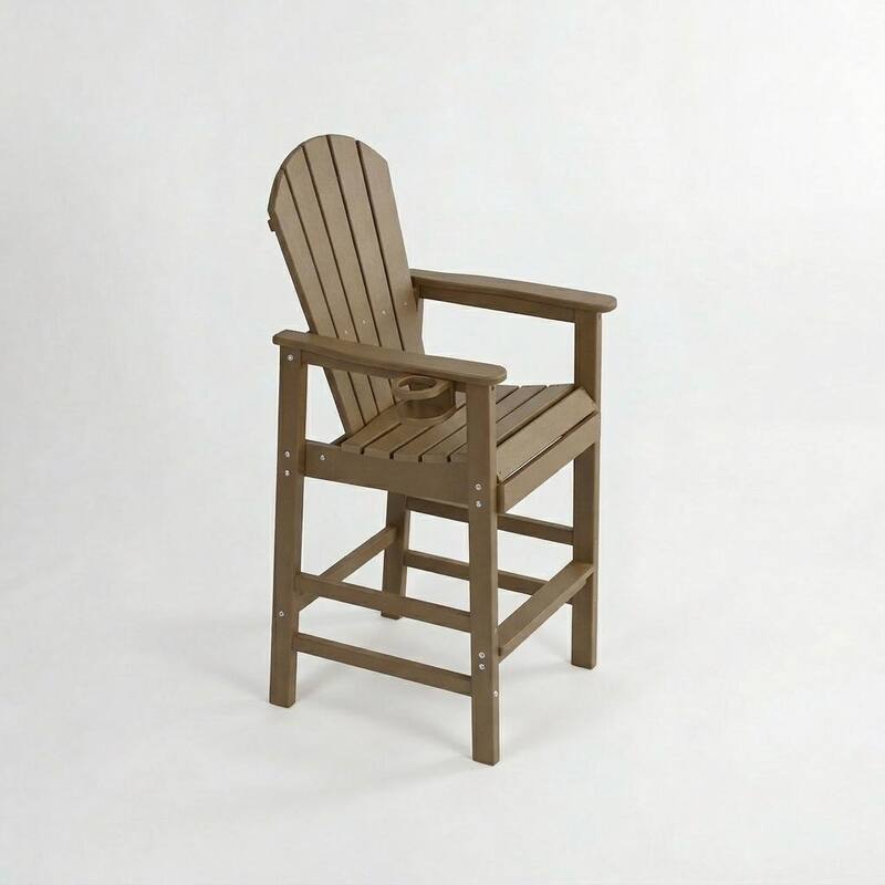 3-Piece HDPE Bar-Height Patio Set, 42.1" Square High Top Pub Table with Umbrella Hole + 2 Bar Stools with Cup Holders