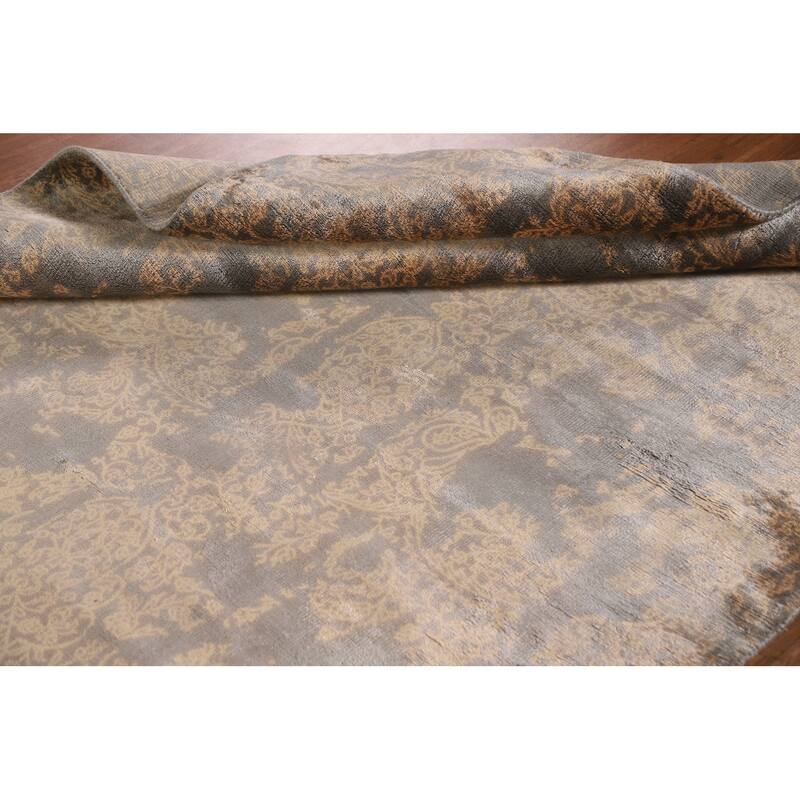 Abstract Oriental Area Rug Hand-Knotted Wool Carpet - 5'2"x 7'9"