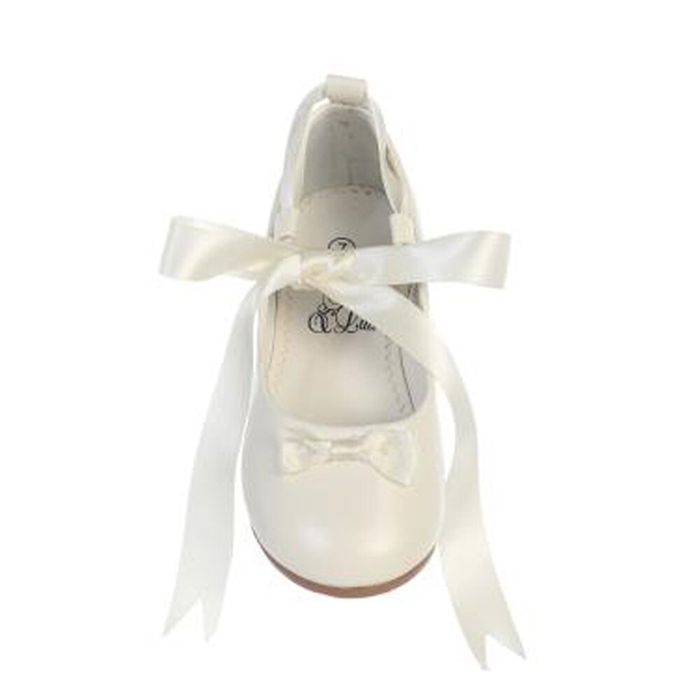 Kate Little Girls Silver Elastic Strap Bow Mary Jane Shoes 5-10 Toddler