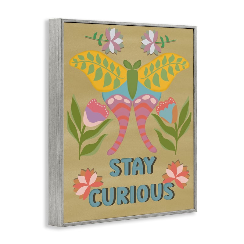 Stupell Stay Curious Butterfly Framed Giclee Art Design By Julia Fox