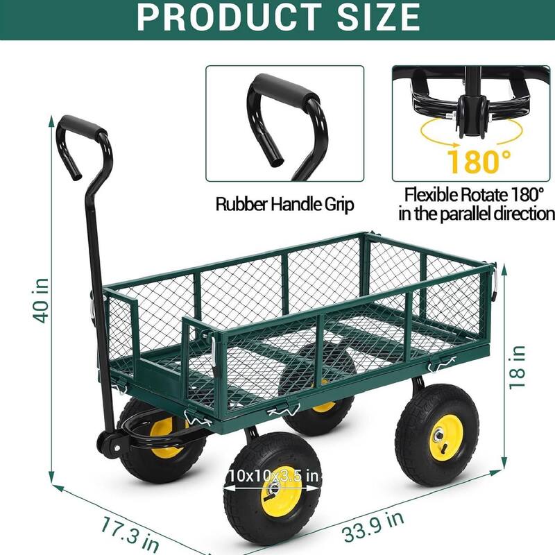 550 Lbs Capacity Garden Wagon Carts on Wheels for Lawn Garden Yard