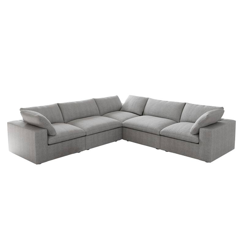 Living Room Sofa V-shaped Linen Modular Sofa Multiple Cushions Corner Couch