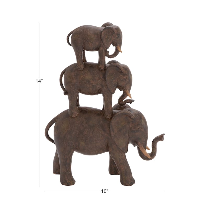 Brown Polystone Elephant Decorative Sculpture