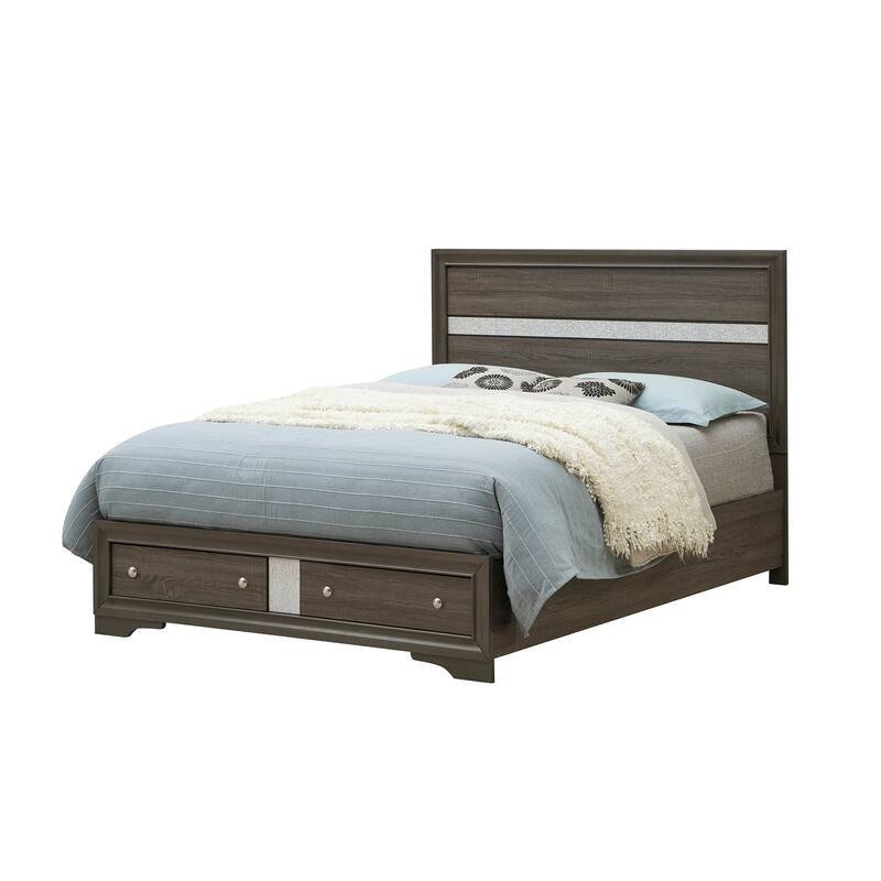 Madrid Wood Frame Panel Bed - Grey - Queen