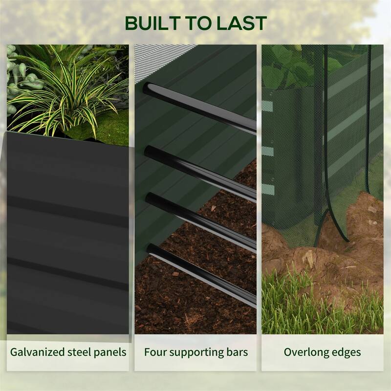 Raised Garden Bed with Crop Cage and Shade Cloth Galvanized Steel Planter for Vegetables Flowers - 90.5" W x 43.25" D x 43.25" H