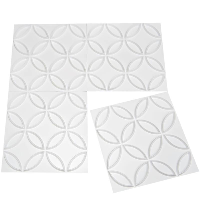 Art3d PVC 3D Wall Panel Interlocked Circles in Matt White Cover 32 Sq.ft