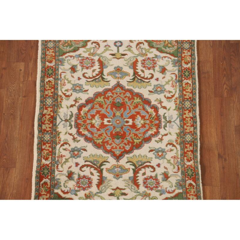 Floral Ivory Kashan Oriental Accent Rug Handmade Wool Carpet - 2'6" x 4'1"