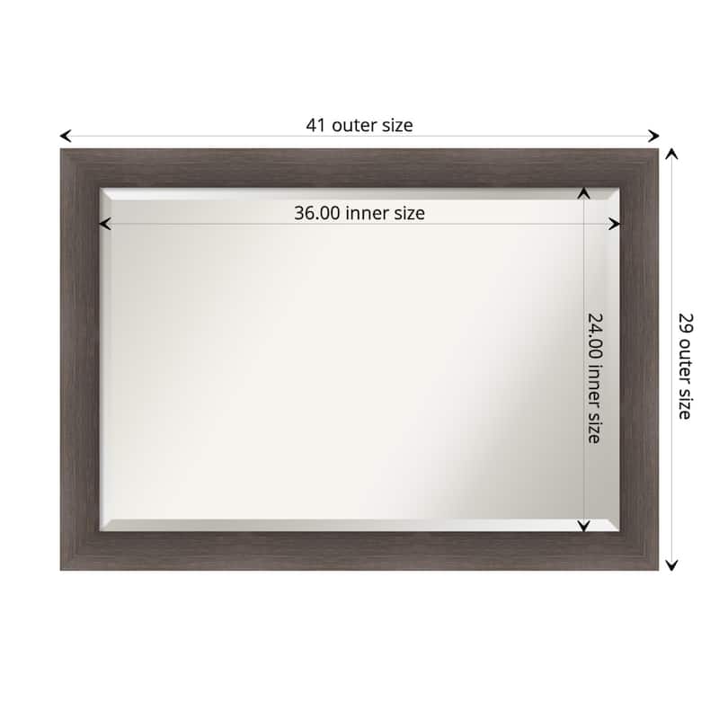Beveled Wood Bathroom Wall Mirror - Hardwood Chocolate Frame - Hardwood Chocolate - Outer Size: 41 x 29 in
