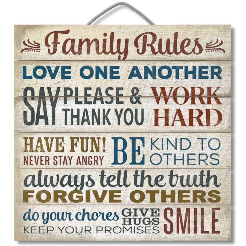 Real Pine Wood Pallet Sign 12" x 12" - Family Rules