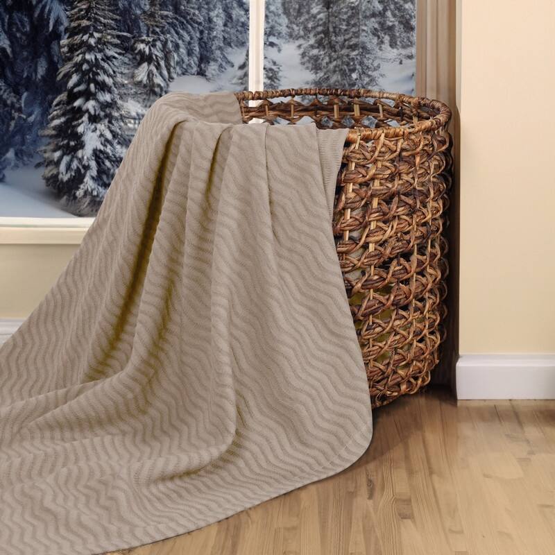 Blue Nile Mills Chevron Striped Jacquard Dobby Weave Cotton Throw Blanket
