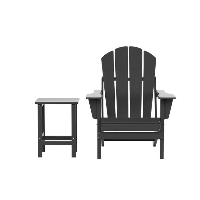 Laguna Folding Adirondack Chair and Side Table Set - Gray