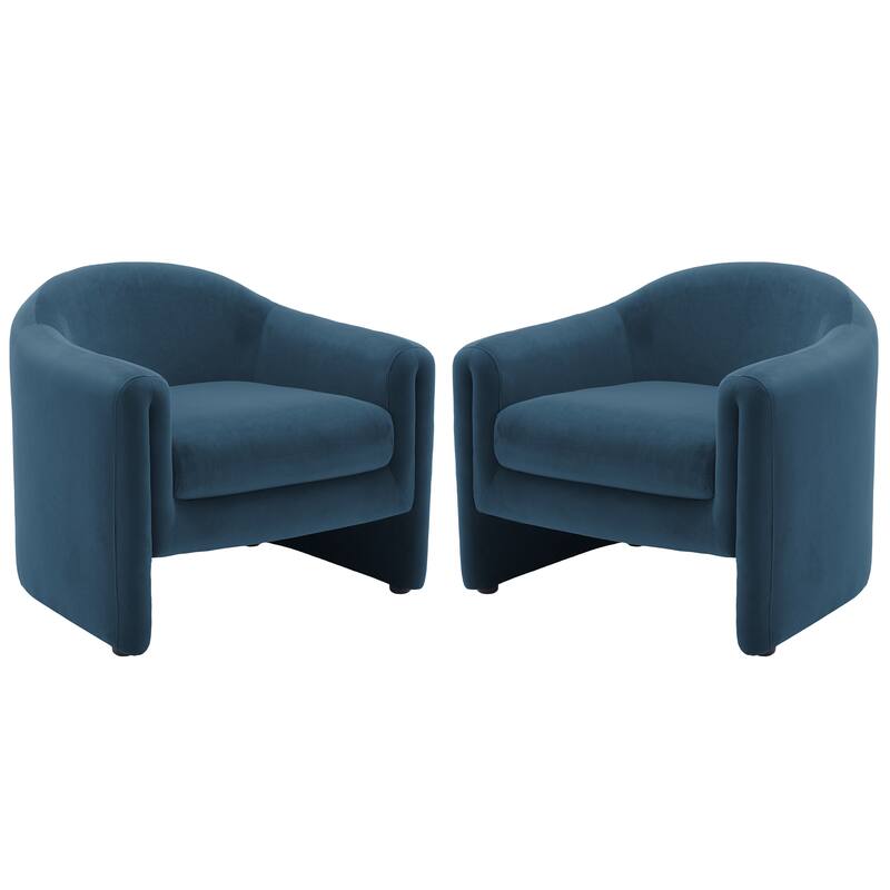 2 Set Modern Upholstered Barrel Accent Chair