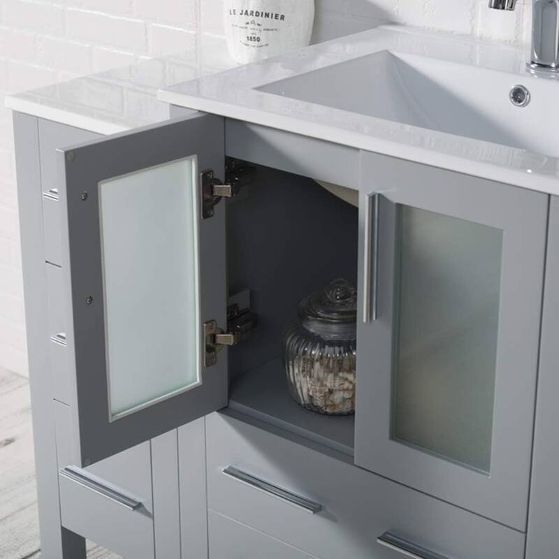 Blossom Sydney 84 Inch Solid Wood Double Sink Vanity with Side Cabinet