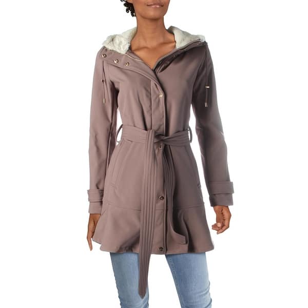 Jessica Simpson Womens Soft Shell Hooded Jacket with Faux Fur Collar