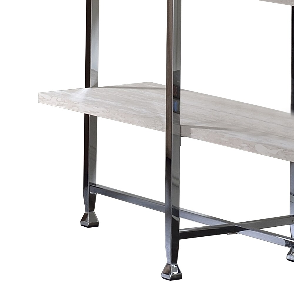 Sofa Table With X Shaped Metal Base And 2 Storage Shelves Sofa Table With X Shaped Metal Base And 2 Storage Shelves