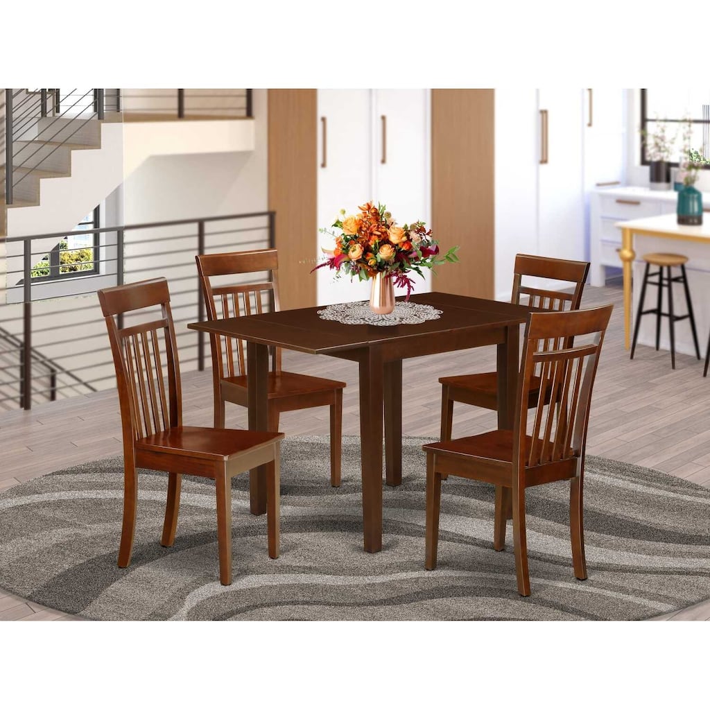 HomeStock 5-Pc Mahogany Finish Solid Wood Top - Dining Room Set - Seats 4
