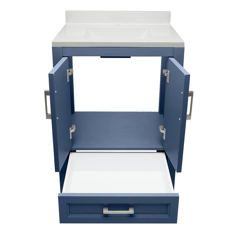 Nevado 25 in. W x 19 in. D x 36 in. H Bath Vanity in with White Cultured Marble Top Single Hole