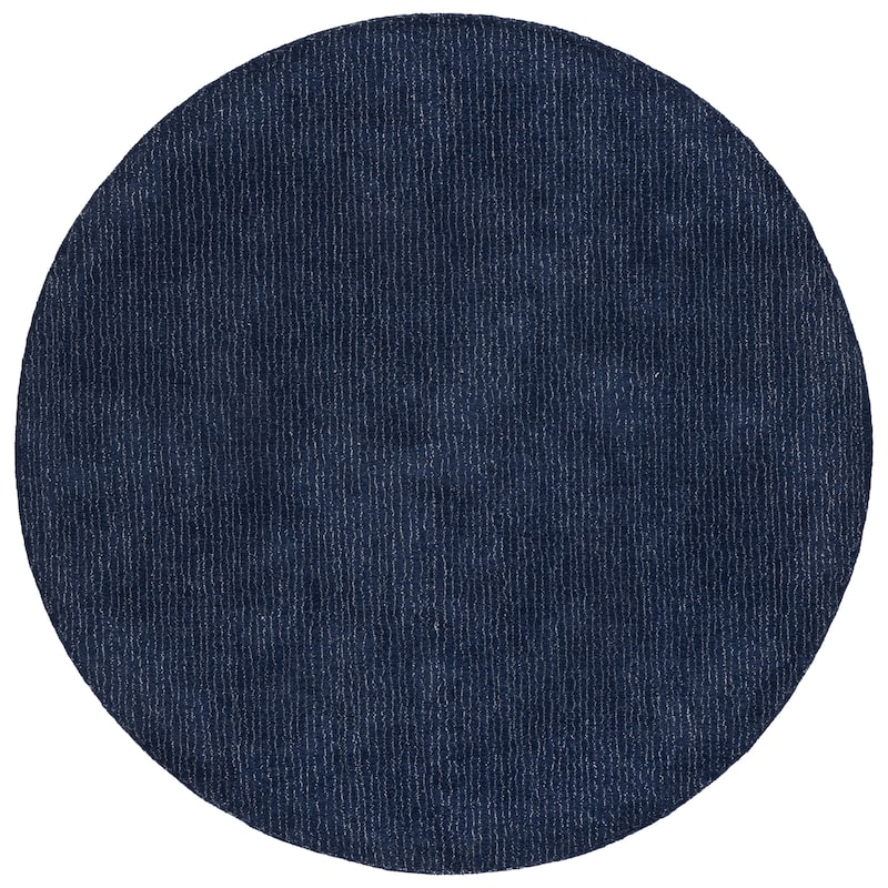 SAFAVIEH Handmade Abstract Aira Contemporary Wool Rug - 6' Round - Navy/Blue