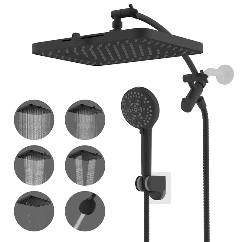 High Pressure 13" Luxury Rain Showerhead&10-mode Handheld Shower Combo - Matte Black
