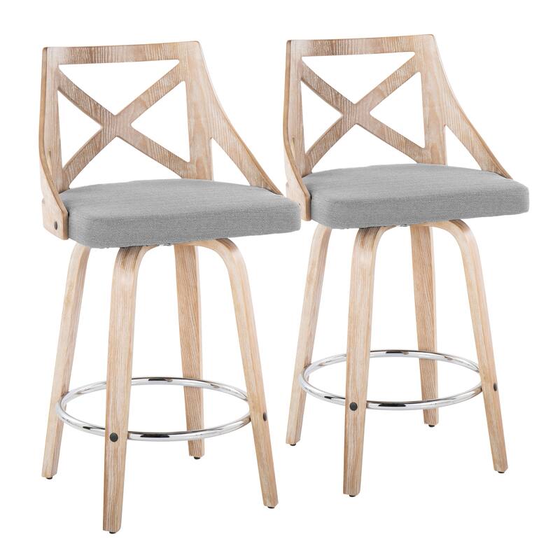 The Gray Barn Charlotte 26" Fixed-Height Counter Stool with Bent Wood Legs (Set of 2)