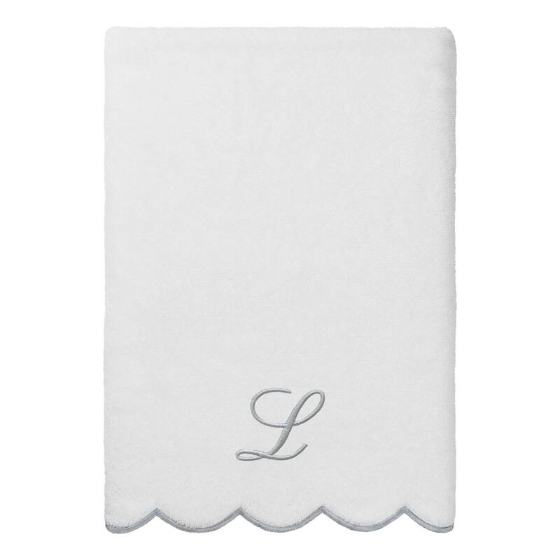 Authentic Hotel and Spa 100% Turkish Cotton Grey ADORNIA Scallop Personalized 3 Piece Towel Set - 3 Piece Set