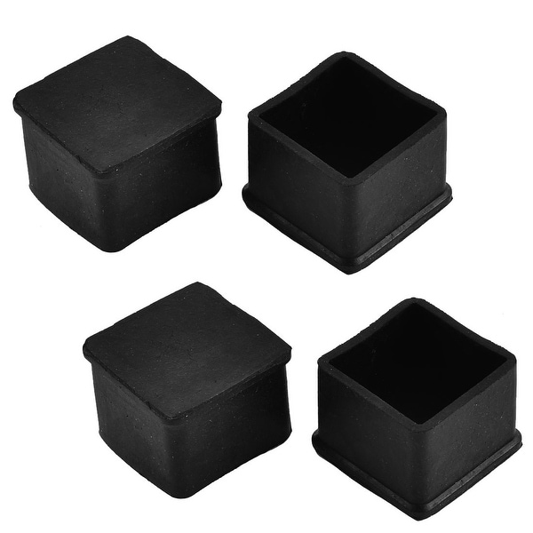 38mm x 38mm Square Shaped Furniture Desk Foot Leg Rubber Cap Cover Black 4pcs