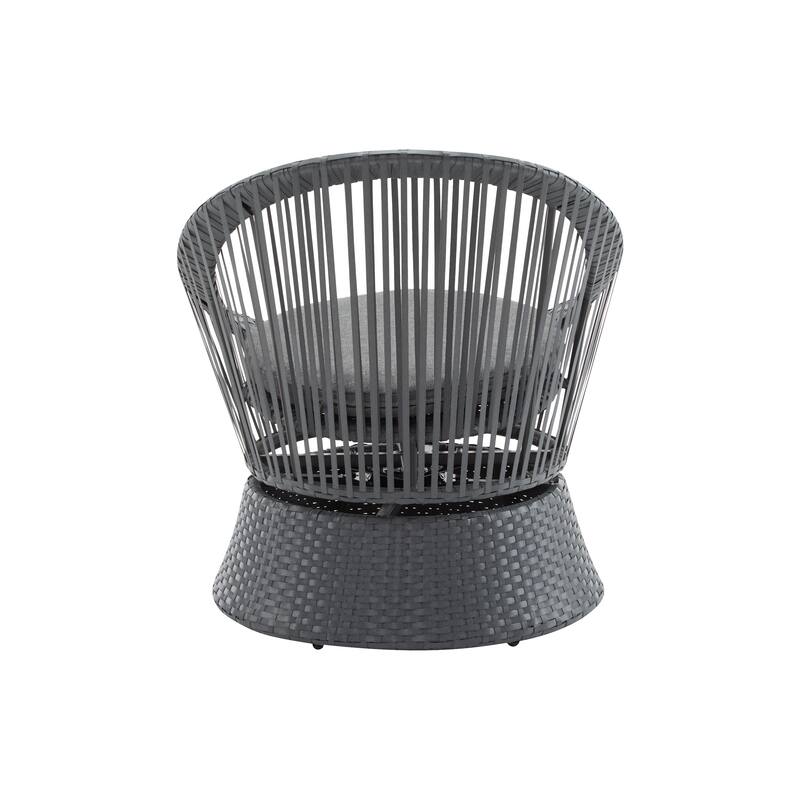 Modern Swivel Wicker Lounge Chair with Rattan and Iron Frame