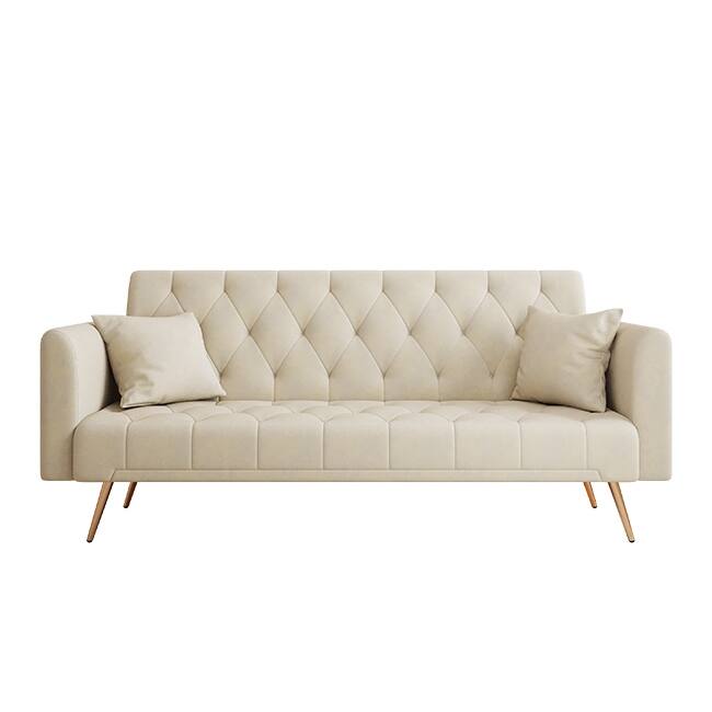 71" Velvet Green Gray Double Sofa Bed
