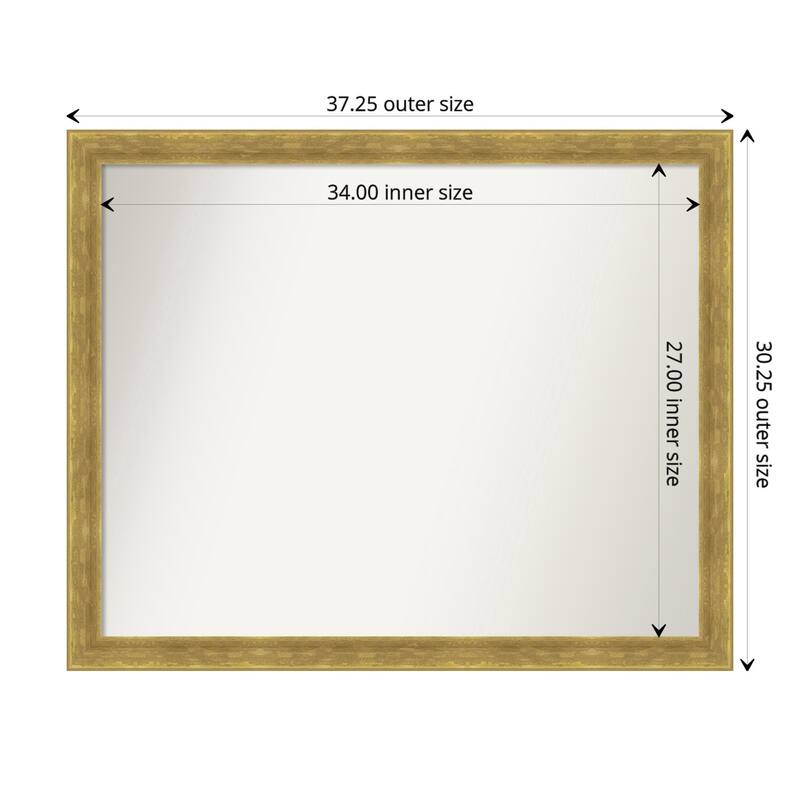Angled Gold Framed Non-Beveled Custom Wall Mirror, Bathroom Vanity Mirror