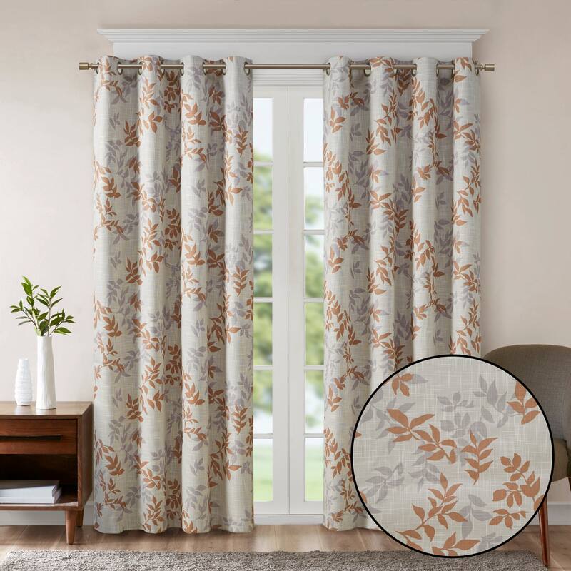 SunSmart April SIngle Printed Botanical Blackout Curtain Panel