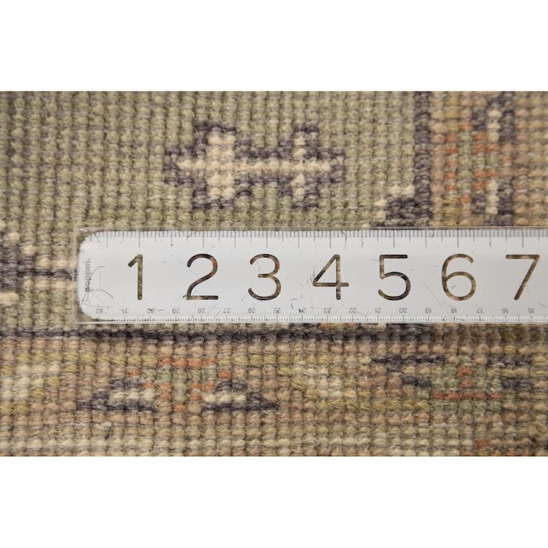 Light Green Oushak Oriental Rug Hand-Knotted Wool Carpet - 4'2"x 5'11"