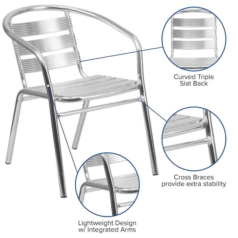 Aluminum Indoor/ Outdoor Stackable Arm Chair (Set of 4)