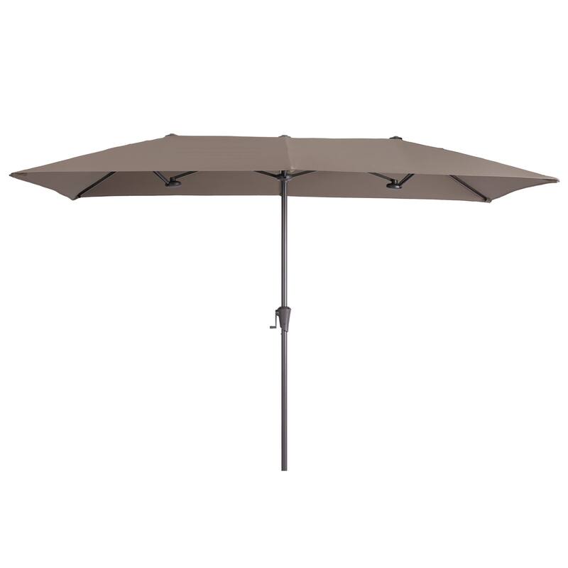 LIVOOSUN 10 x 6.5Ft Large Double-Sided Rectangular Outdoor Patio Market Umbrella with Crank, Gray