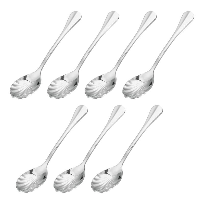 7Pcs 5" Stainless Steel Shell Shape Spoon Mini Coffee Dessert Spoons