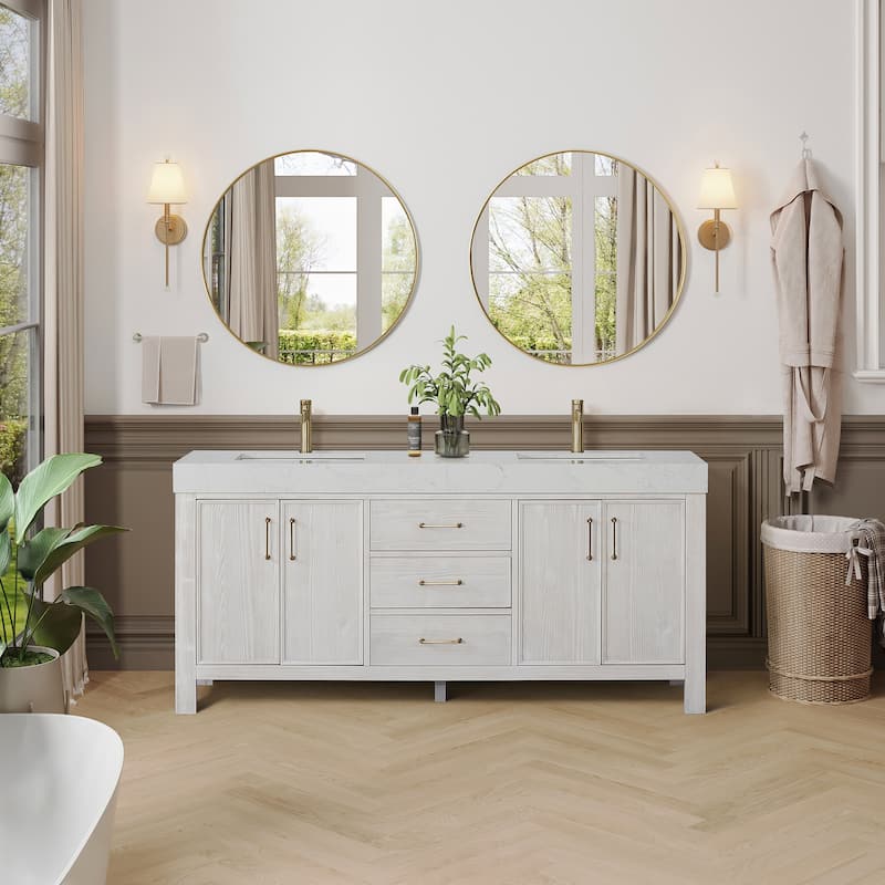 Miseno MV-LEON72-LWT León 72" Free Standing Double Basin Vanity Set