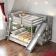 preview thumbnail 1 of 32, Luxury Full over Full Bunk Bed with Ladder, Safety Guaranteed, Slide and Shelves, Maximized Space, Solid Construction Grey